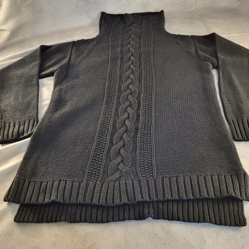 Chaps Women's XL Black Cable Knit Turtleneck Longsleeve Sweater